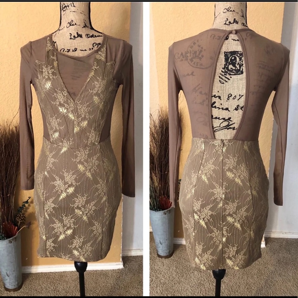 Gold And Tan Party Dress